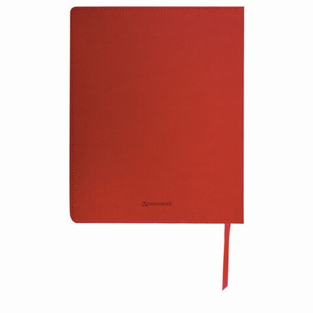 Блокнот БОЛЬШОЙ ФОРМАТ (200х252 мм) В5, BRAUBERG "Income", кожзам, 128 л., клетка, красный, 125205