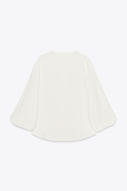 ZARA СТРУЯЩАЯСЯ БЛУЗА ИЗ КРЕПА, ЭКРЮ