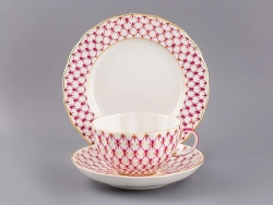 Трехпредметный комплект чайный форма Тюльпан рисунок Сетка-Блюз 2 арт. 81.24813.00.1