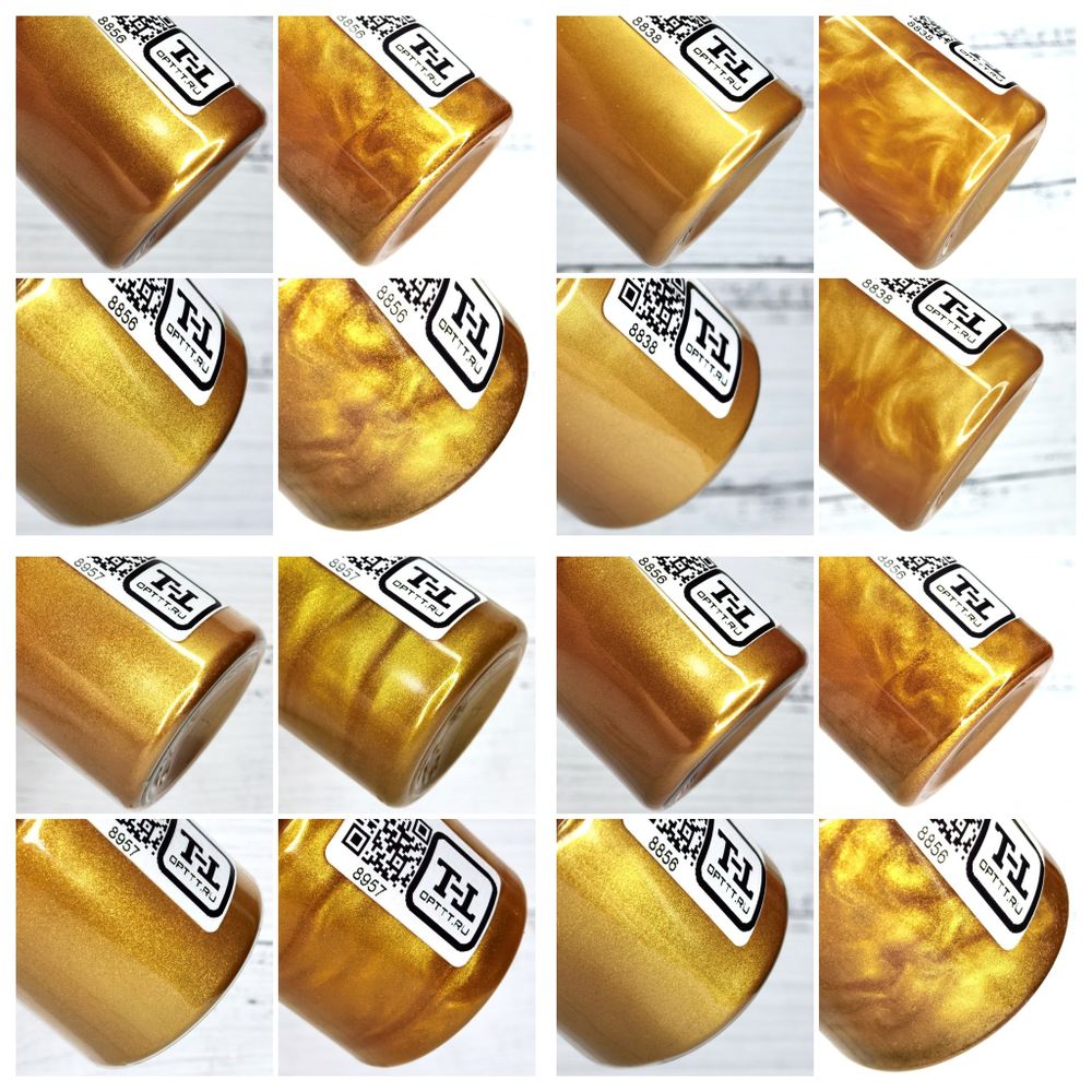 Набор перламутровых пигментов - Золото - Бронза - Медь - 14 штук в ассортименте