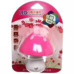 Ночник-светильник «Гриб» 7,5*7см с датчиком света, цвет розовый 4LED 230V