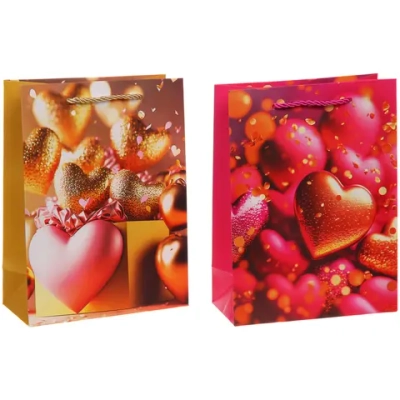 Пакет подарочный «Море сердец» 18*24*8.5 см
