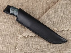 Нож "Ястреб", дамасская сталь, рукоять синяя стабилизированная карельская береза