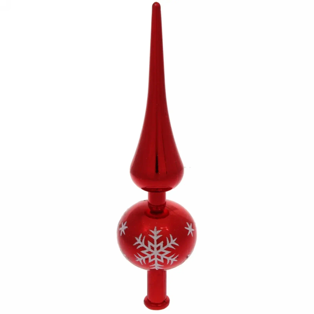 Верхушка на ёлку 23 см «Снежинка», Красный/белый