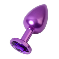 Фиолетовый анальный плаг 8,2см с кристаллом фиолетового цвета ToyFa Metal 717008-44