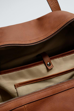 ZARA КОЖАНАЯ СУМКА XL, КОРИЧНЕВЫЙ