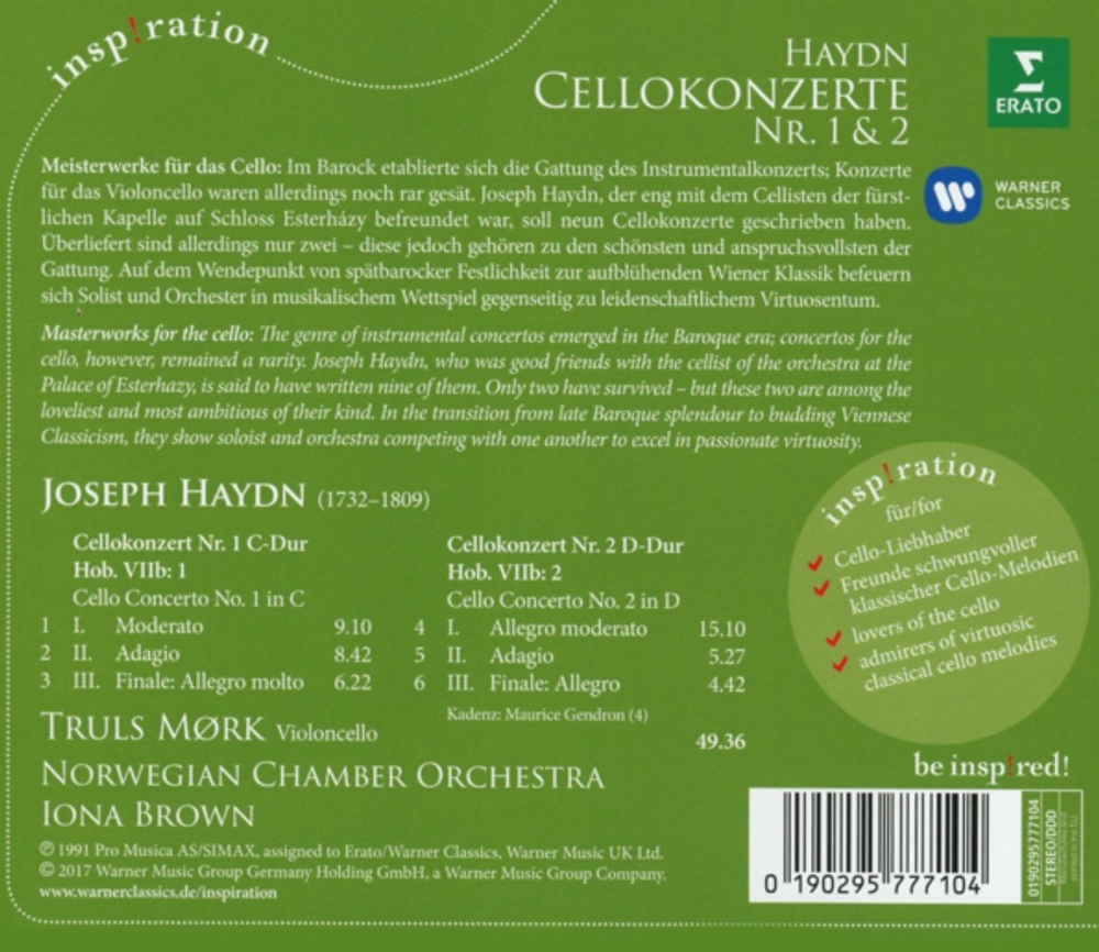 Mork, Norwegian Chamber Orchestra, Brown / Joseph Haydn: Cello Concertos (CD)