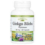 Natural Factors, гинкго билоба, фитосома, 60 мг, 60 капсул