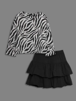 Летний костюм для девочки, лонгслив и юбка