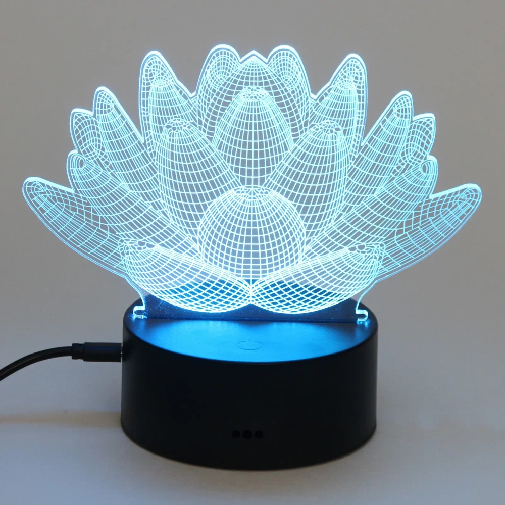 Светильник ночник «3D-Лотос» на пластиковой подставке, с включателем USB