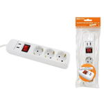 Удлинитель бытовой 3 гн, 1.5 м, ПВС, 3х1 мм2, с/з, 16 А, выкл, 250В,2USB разъема, TDM, У03В-USB, SQ1