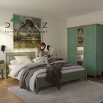 Шкаф 153х60х216, Саргас, распашной для одежды, с зеркалом и ящиком, деревянный, массив сосны, зеленый эвкалипт, Dipriz