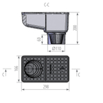 Ливнеприемник кровельный с вертикальным патрубком черный 300*165*200 A15 (6167ч)
