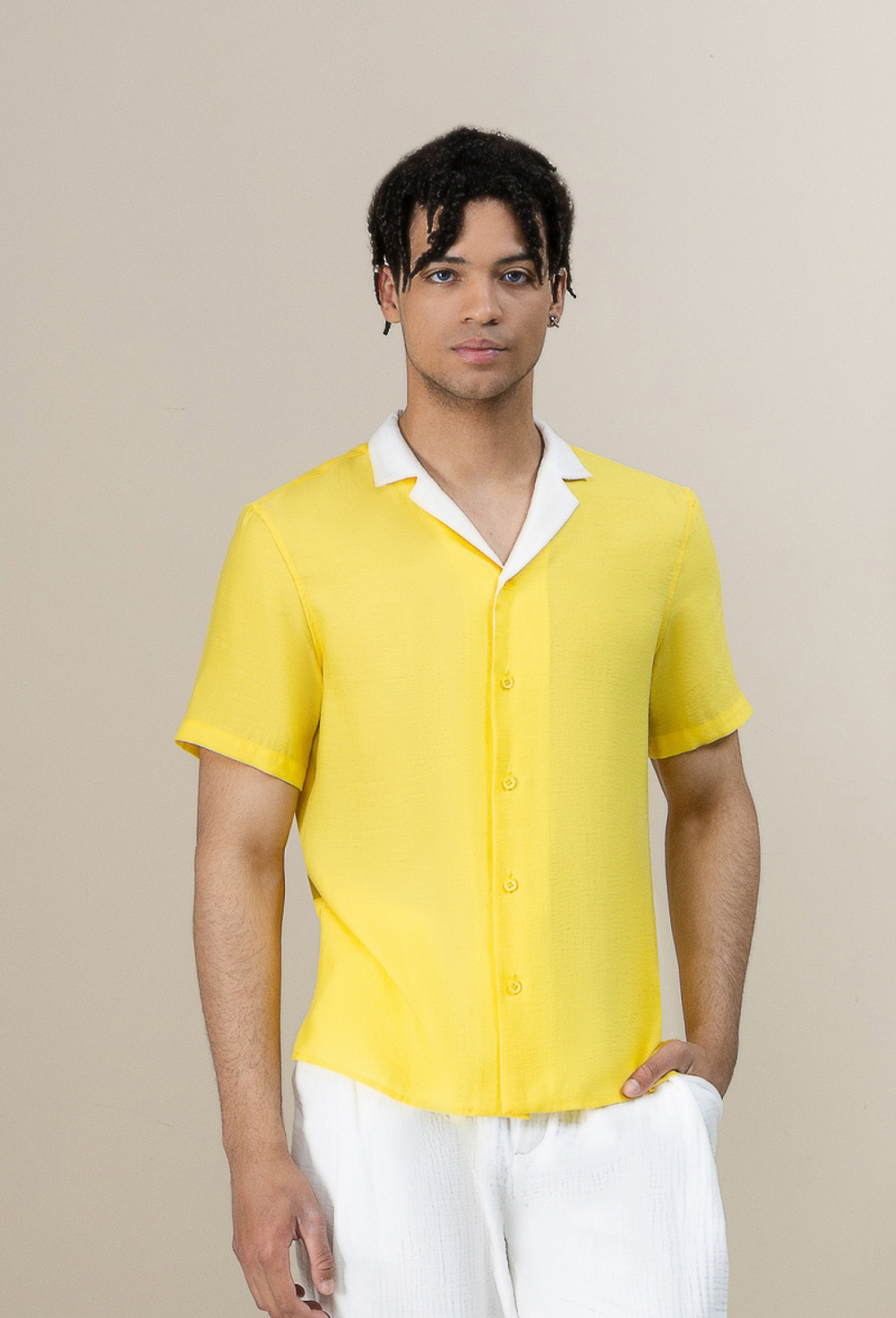 Рубашка с коротким рукавом жёлтая 02-07-23 SS men