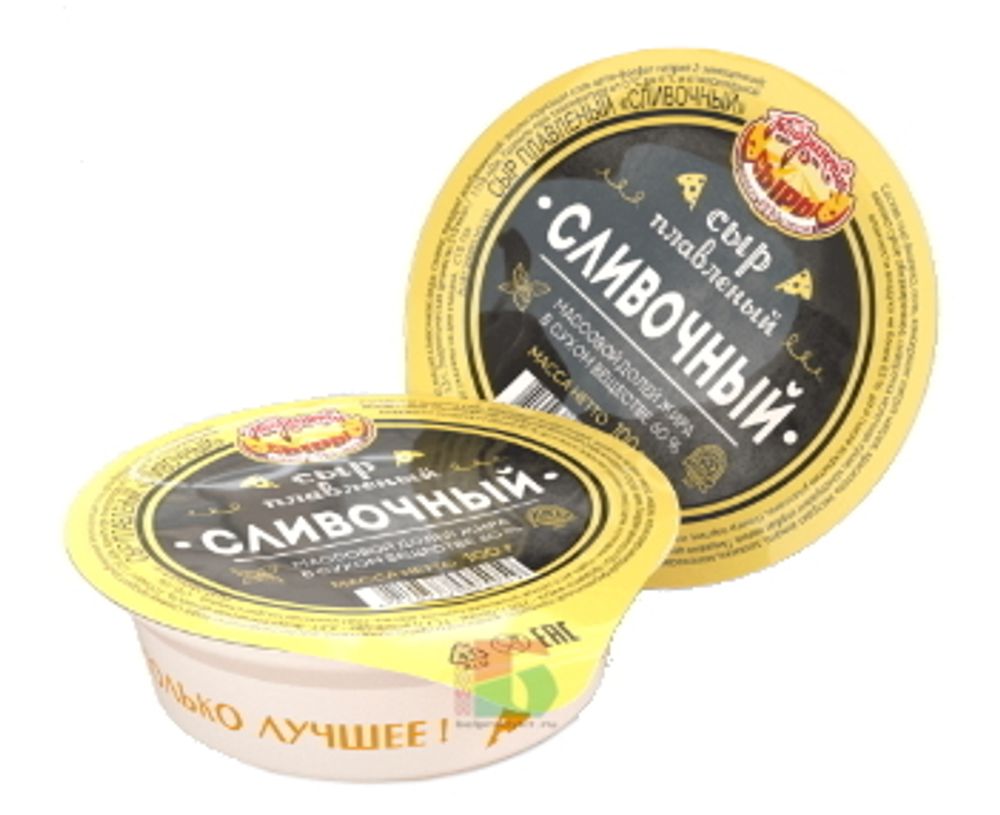 Белорусский сыр плавленый &quot;Сливочный&quot; 100г. Кобрин - купить с доставкой на дом по Москве и области