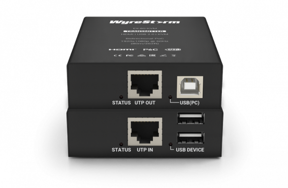 Wyrestorm EX-80-KVM - удлинитель сигнала FullHD и USB 2.0 по витой паре. Поддержка HID, передача данных и видео. POC.