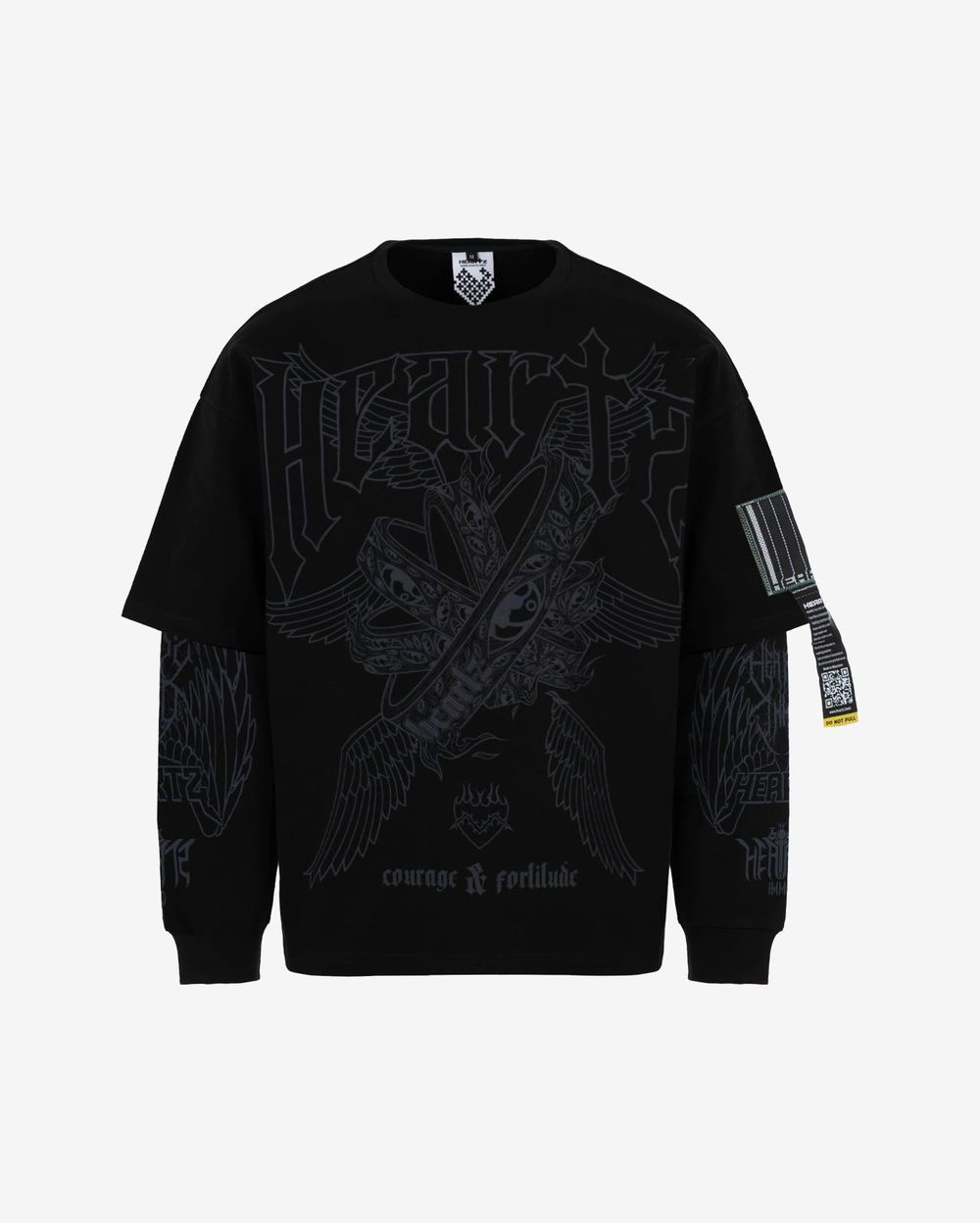 Лонгслив Heartz Courage & Fortitude Layered Kimono Blackout