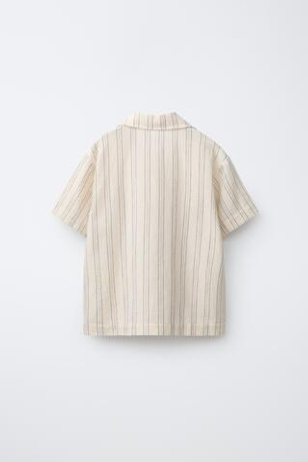 ZARA РУБАШКА В ПОЛОСКУ С ВЫШИВКОЙ, ЭКРЮ