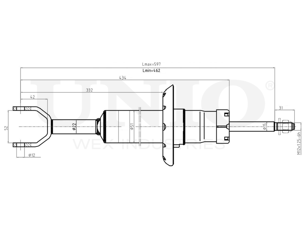 Амортизатор газовый передней подвески UNIO SAB-10465