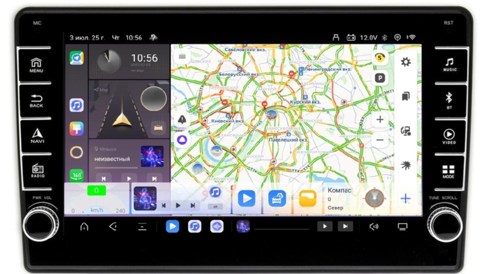 Магнитола для Mitsubishi L200 2015-2024 (рамка-накладка) - Carmedia OL-9567-3 (кнопки и крутилки) Android 13, TS20, 6+128Гб, CarPlay, 4G SIM-слот