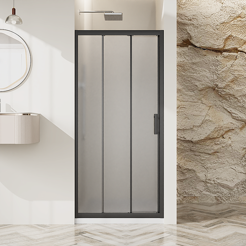 Душевая дверь BelBagno UNO-195-BF-3 100 стекло рифленое/профиль черный матовый