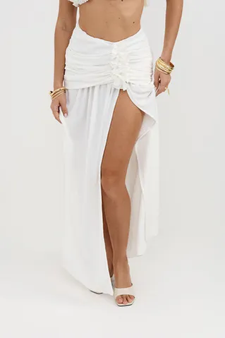 Юбка макси в греческом стиле молочного цвета