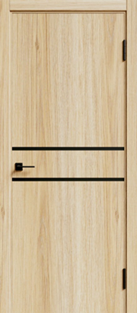 Межкомнатная дверь Дубрава Сибирь Ирис ПГ (черная кромка АБС) Шампань