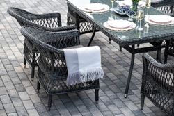 "Амароне" обеденная группа из искусственного ротанга на 6 персон, цвет графит