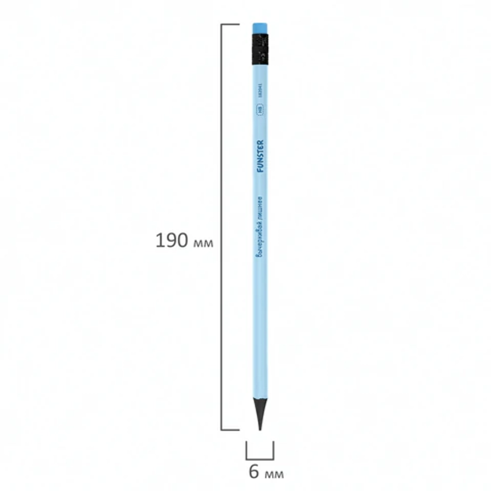 Набор карандашей чернографитных с мотивирующей надписью FUNNY NOTES PSTL, 6 штук, HB, с ластиком
