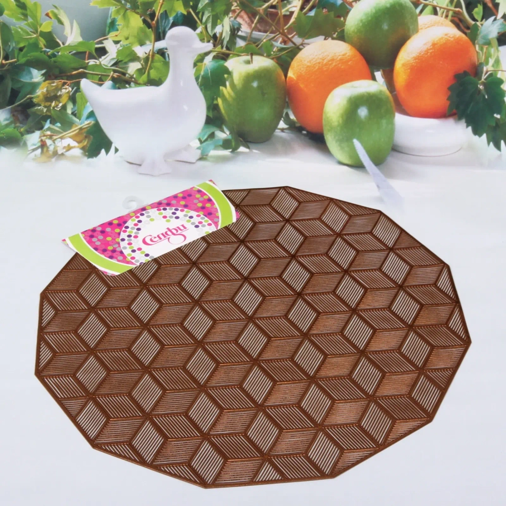 Салфетка плетеная 38см «Кубики» терракот