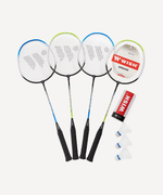 Набор для бадминтона Family set 216, 4 ракетки, 3 волана, синий/зеленый