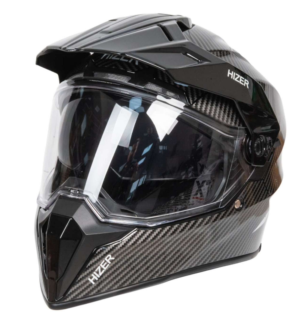 Шлем мото мотард HIZER J6808 №4 (M) carbon (2 визора)