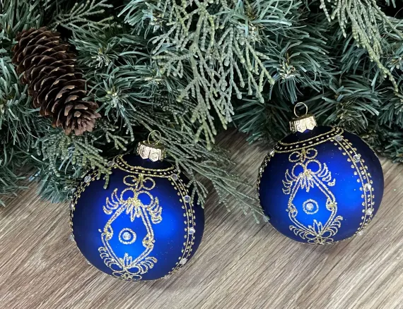 Набор стеклянных шаров Венецианский, 2 шт., синий, Irena CO (91103)