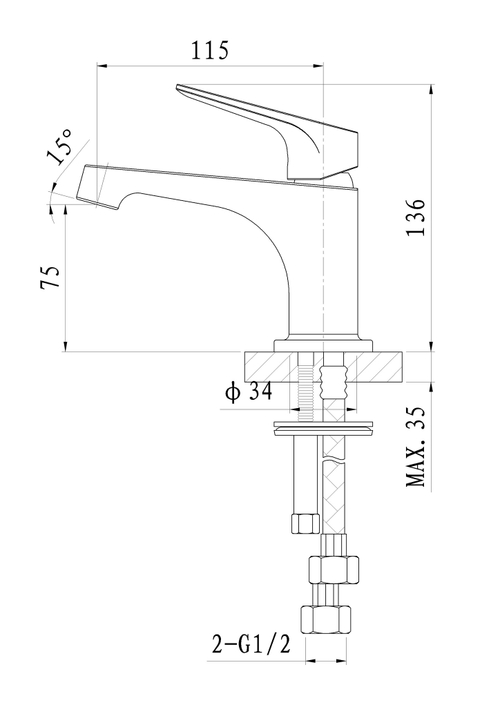 Смеситель для раковины WONZON & WOGHAND BALANCE, Хром (WW-051121-CR/L)