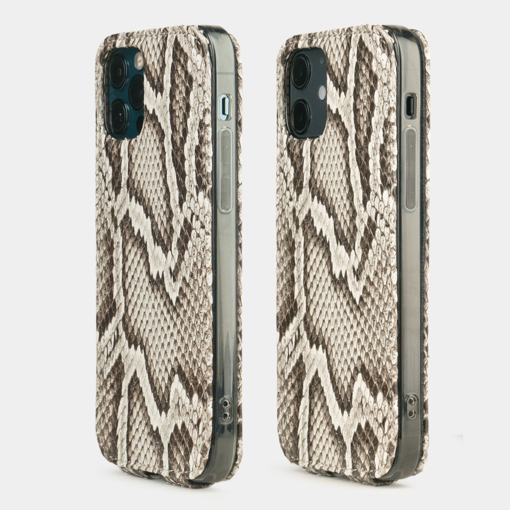 Чехол для iPhone 12/12Pro из кожи питона серого цвета