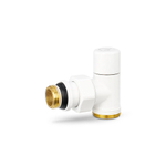 Клапан балансировочный угловой Varmega VMDV03 белый - 3/4" x 1/2" (НР/НР-американка, PN10, Tmax 110°C, O-ring)