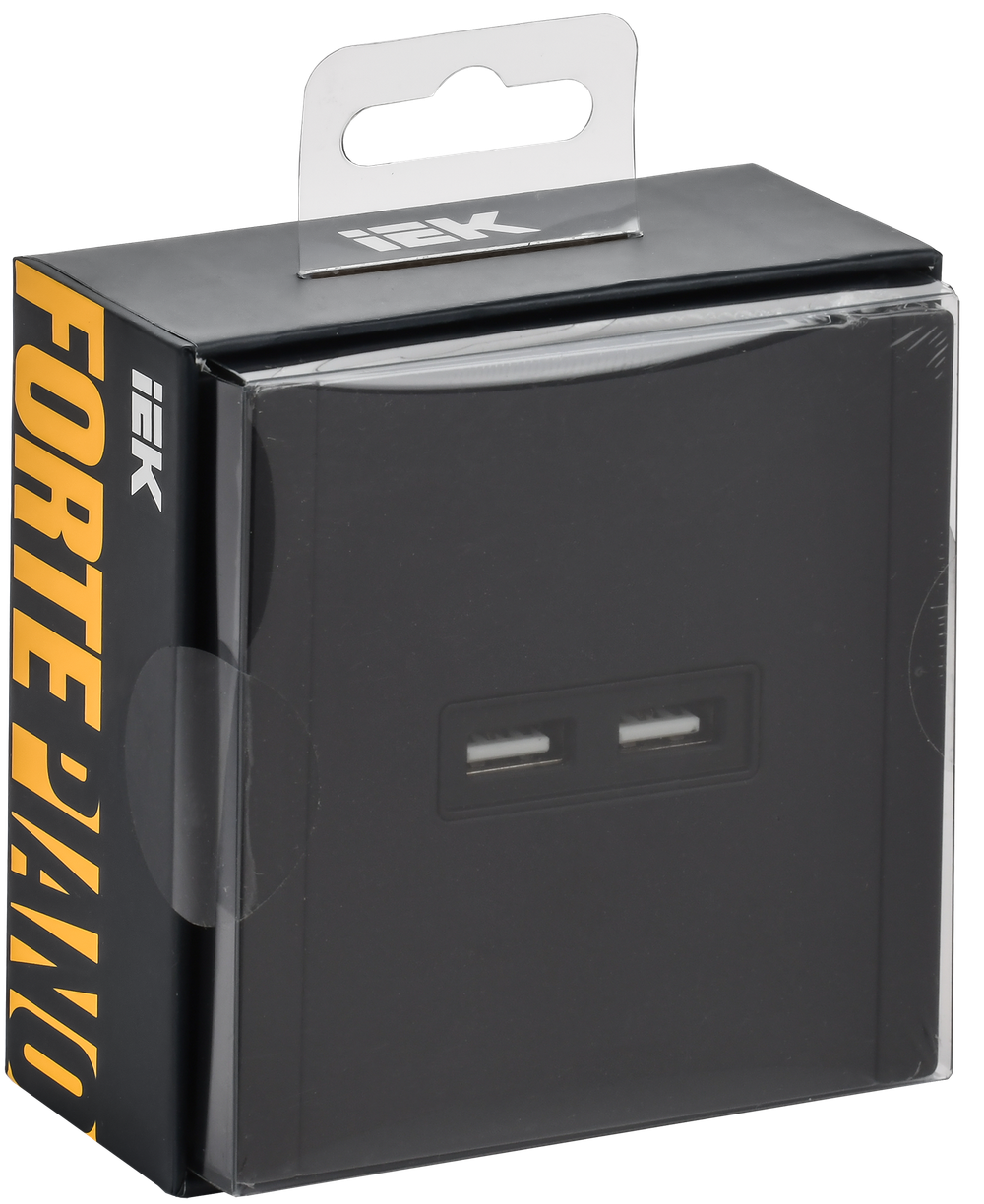 FORTE&PIANO Розетка USB A+A 3,1А FP149M металл черный IEK