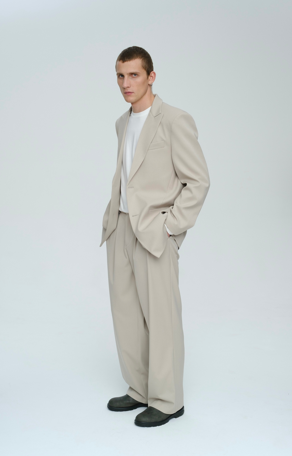 Брюки широкие | grey-beige