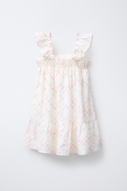 ZARA ПЛАТЬЕ С ВЫШИВКОЙ И ВОЛАНАМИ, РАЗНОЦВЕТНЫЙ