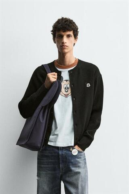 ZARA HARRY LAMBERT X DISNEY КАРДИГАН С НАШИВКОЙ MINNIE MOUSE, ЧЕРНЫЙ