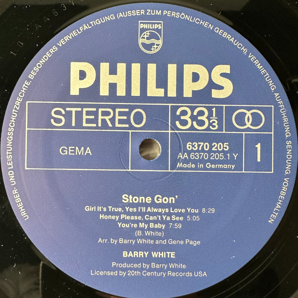 Barry White ‎– Stone Gon (Германия 1974г.)