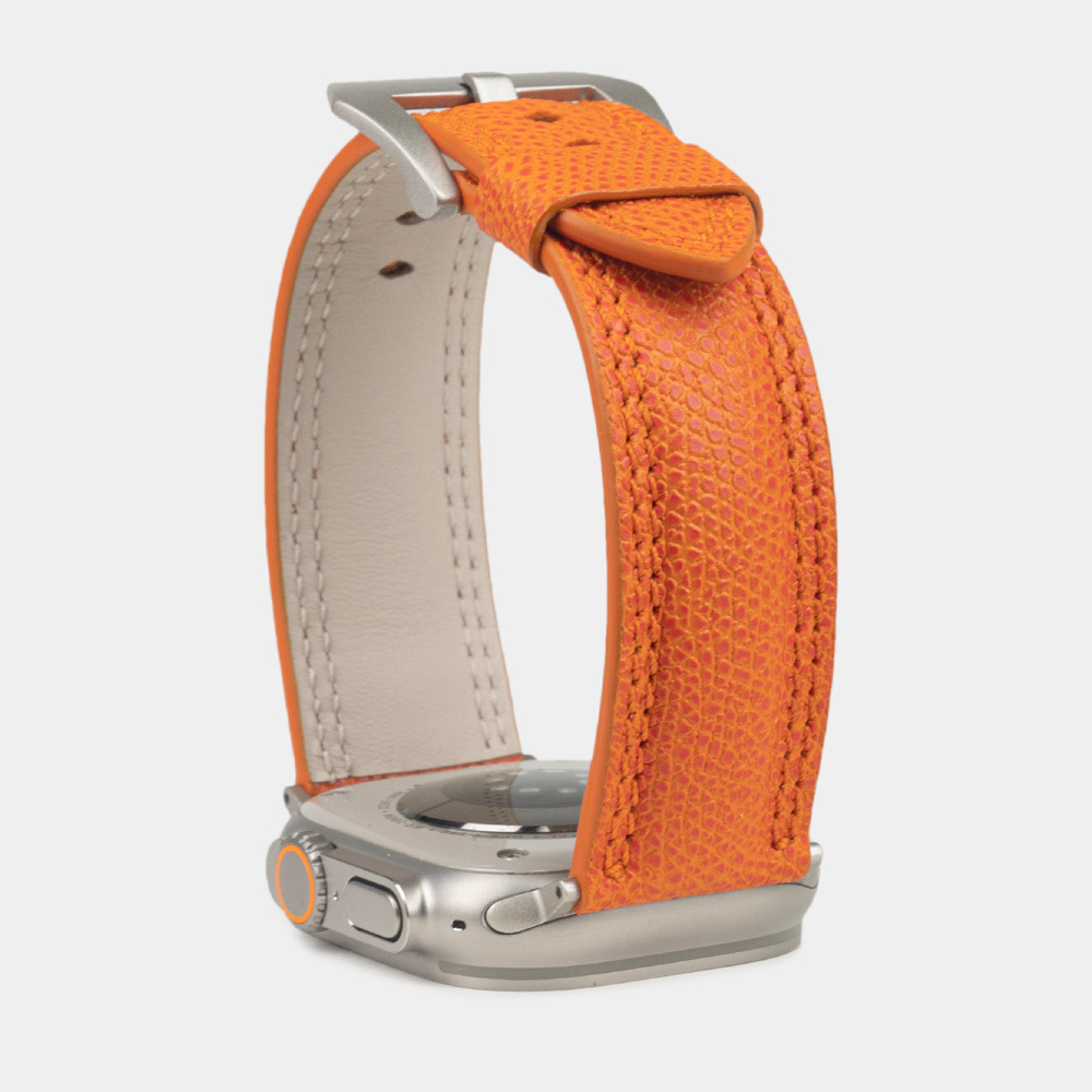 Ремешок Ultra iWatch 49mm из кожи Saffiano оранжевого цвета