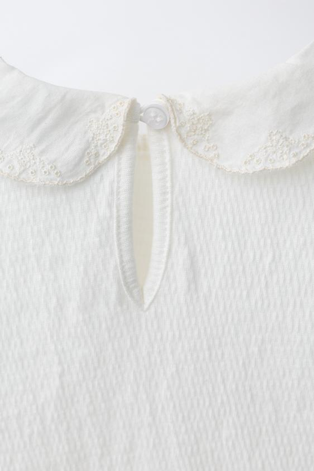 ZARA БОДИ С ВЫШИТЫМ ОТЛОЖНЫМ ВОРОТНИКОМ, ЖЕЛТОВАТО-БЕЛЫЙ