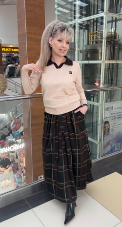 Длинная, теплая юбка в клетку