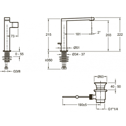 Смеситель для раковины Jacob Delafon Composed E73159-CP схема