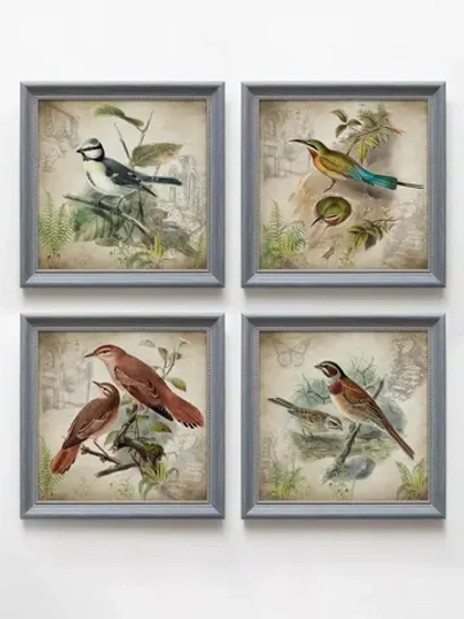 Картины на стену интерьерная на холсте 4 шт, 23*23 см