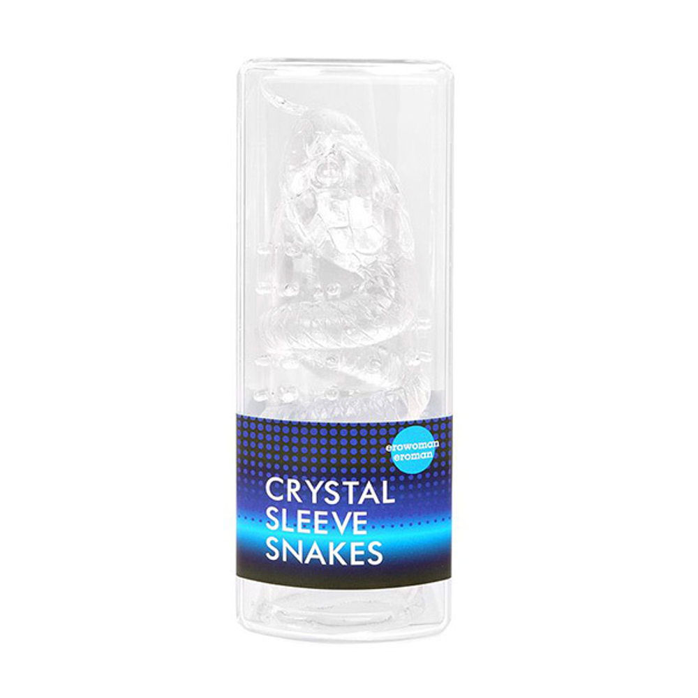Закрытая рельефная насадка 14см в виде змеи с усиками Bior Toys Erowoman-Eroman Crystal Sleeve Snakes EE-10104