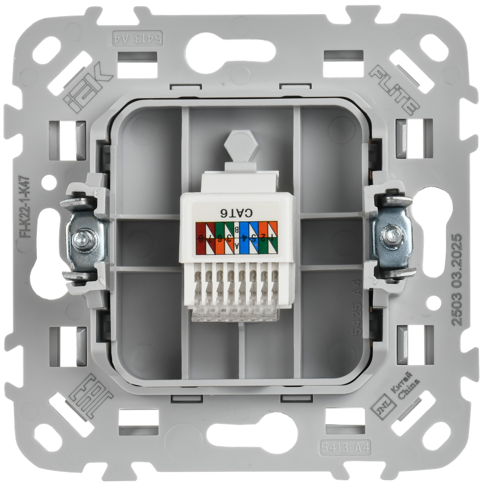 FLITE Розетка компьютерная RJ45 категория 6 UTP РК6-1-0-ФлА алюминий IEK