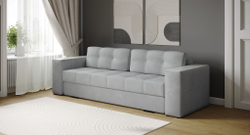 Диван раскладной Нави, светло-серый/мдф холст белый