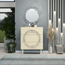 Комод Арт Колор leaves Классик Сильвер с 3 ящиками Серый шелк